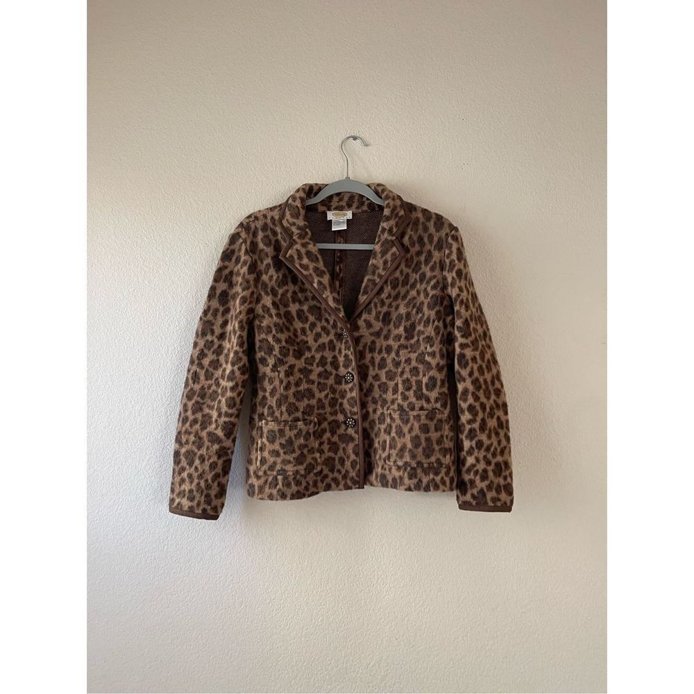 Talbots wool leopard print blazer medium